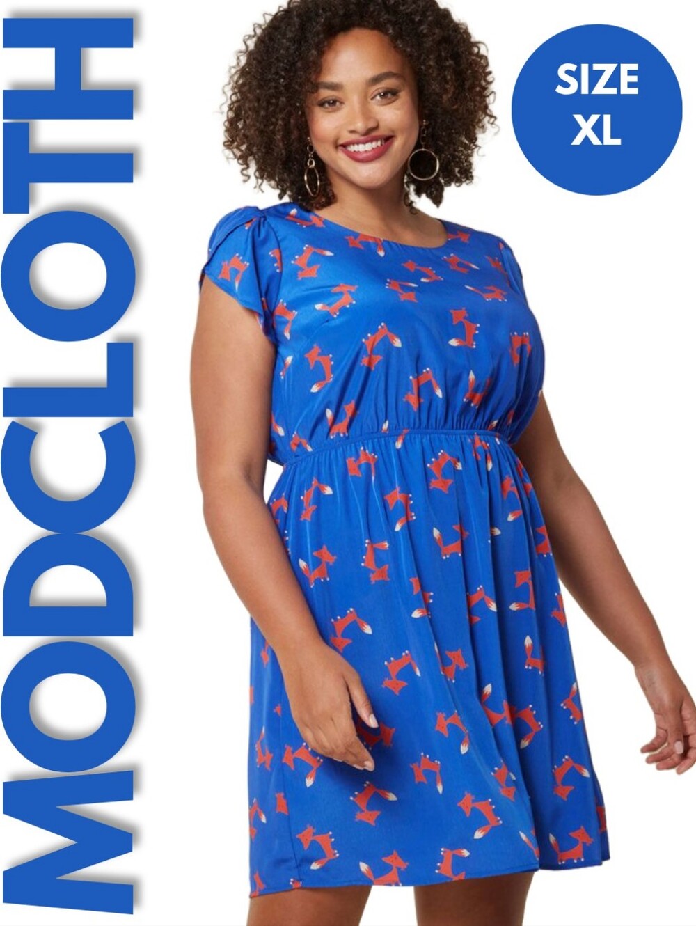 ModCloth Oh My Gosh Fox Print A-Line Dress Size XL